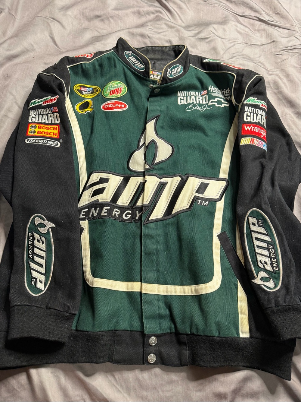 Chase Authentics Green and Black AMP Energy Racing Bomber Jacket